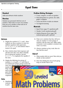 Operations and Algebraic Thinking Leveled Problems: Equal Sums