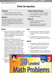 Number and Operations in Base Ten Leveled Problems: Finish the Equations