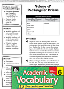 Volume of Rectangular Prisms: Academic Vocabulary Level 6