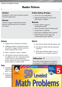 Operations and Algebraic Thinking Leveled Problems: Number Patterns