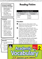 Reading Fiction: Academic Vocabulary Level 2