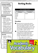 Sorting Rocks: Academic Vocabulary Level 2