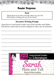 Sarah, Plain and Tall Reader Response Writing Prompts