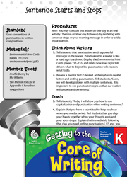 Writing Lesson: Sentence Starts and Stops Level K