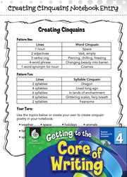 Writing Lesson: Creating Cinquains Level 4