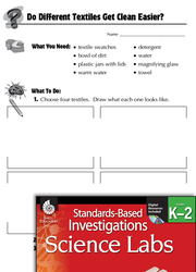 Quick Science Lab: Do Different Textiles Get Clean Easier? Grades K-2