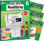 180 Days Reading, Math, Writing, & Language Grade 6: 4-Book Set