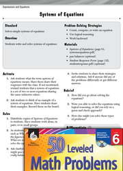 Expressions and Equations Leveled Problems: Systems of Equations