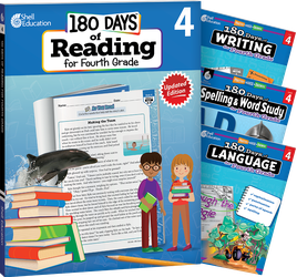 180 Days™: Reading 2nd Ed, Writing, Spelling, & Language Grade 4: 4-Book Set