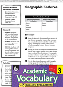 Geographic Features: Academic Vocabulary Level 3