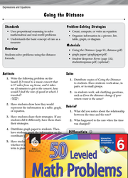 Expressions and Equations Leveled Problems: The Distance Formula
