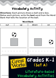 Literature-Based Vocabulary Activities Set A: Grades K-1