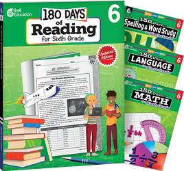 180 Days Reading, Spelling, Language, & Math Grade 6: 4-Book Set