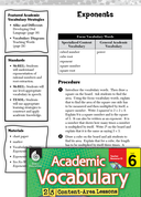 Exponents: Academic Vocabulary Level 6