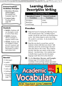 Learning About Descriptive Writing: Academic Vocabulary Level 1