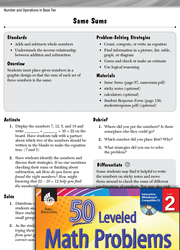 Number and Operations in Base Ten Leveled Problems: Creating Same Sums