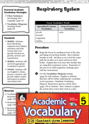 Respiratory System: Academic Vocabulary Level 5