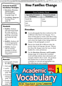 How Families Change: Academic Vocabulary Level 1