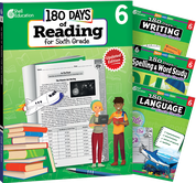 180 Days™: Reading 2nd Ed, Writing, Spelling, & Language Grade 6: 4-Book Set