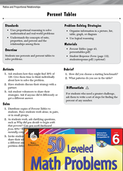 Ratios and Proportional Relationships Leveled Problems: Percent Tables
