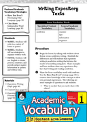 Writing Expository Texts: Academic Vocabulary Level 1