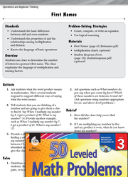 Operations and Algebraic Thinking Leveled Problems: Missing Factors