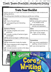 Writing Lesson: Traits Team Checklist Level 4