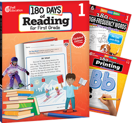 180 Days Reading, High-Frequency Words, & Printing Grade 1: 3-Book Set