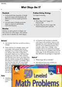 Geometry Leveled Problem: 2-D Shapes: What Shape Am I?