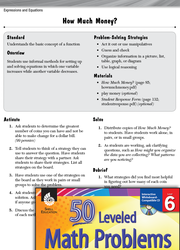 Expressions and Equations Leveled Problems: Money Equations