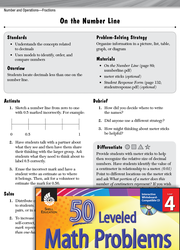 Number and Operations with Fractions Leveled Problems: Decimals and Number Lines