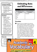 Estimating Sums and Differences: Academic Vocabulary Level 4