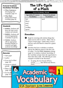 The Life Cycle of a Plant: Academic Vocabulary Level 1
