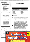 Evaluation: Academic Vocabulary Level 5