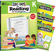 180 Days™: Reading 2nd Ed, Writing, Spelling, & Language Grade K: 4-Book Set