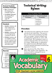 Technical Writing: Academic Vocabulary Level 6