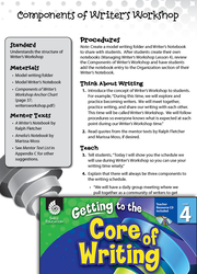 Writing Lesson: Components of Writer's Workshop Level 4