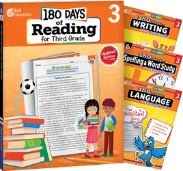 180 Days™: Reading 2nd Ed, Writing, Spelling, & Language Grade 3: 4-Book Set