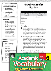 Cardiovascular System: Academic Vocabulary Level 6