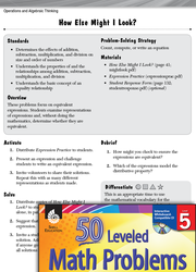 Operations and Algebraic Thinking Leveled Problems: Equivalent Expressions