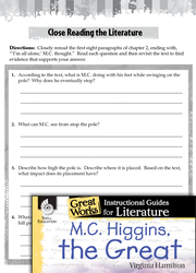 M.C. Higgins, the Great Close Reading and Text-Dependent Questions